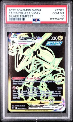 2022 POKEMON SWORD & SHIELD SILVER TEMPEST #TG29 FULL ART/RAYQUAZA VMAX PSA 10 - Image 1