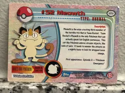 1999 Topps Pokemon TV Animation Edition Series 1 Meowth #52 - Image 2