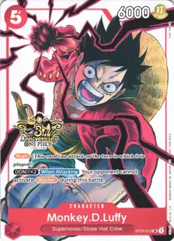 MONKEY.D.LUFFY (3RD ANNIVERSARY TOURNAMENT 3 BROTHERS PACK) ST01-012 NM - Image 1