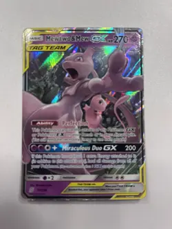 Pokemon TCG Mewtwo & Mew GX Holo Card 71/236 Unified Minds Tag Team - Image 1