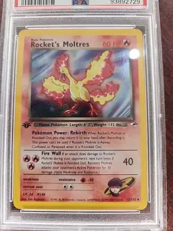 Rocket's Moltres Gym Heros 1st Edition Holo Pokemon Card WOTC NM Mint PSA 8 - Image 5