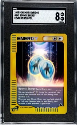 Bounce Energy 142/144 Skyridge Reverse Holo SGC 8 NM MINT 2003 WOTC Pokemon Card - Image 1