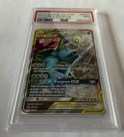 2019 POKEMON SM BLACK STAR PROMO #SM167 FULL ART/CELEBI & VENUSAUR GX PSA 9 - Image 2