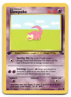 Slowpoke NM 55/62 First Edition Fossil Pokemon Common - Image 1