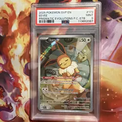 2025 Pokemon Prismatic Evolutions Pokemon Center Eevee #173 PSA MINT 9 - Image 1