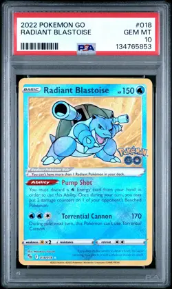 PSA 10 2022 Pokemon Go #018 Radiant Blastoise - Image 1