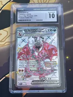 Charizard ex 074 (2024) Black Star Promo Paldean Fates Tin Pokemon Card CGC 10 - Image 1