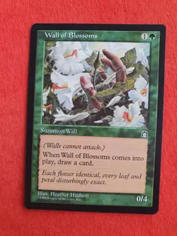 Wall of Blossoms , MTG Stronghold (1998). Uncommon Green Creature NM - Image 1