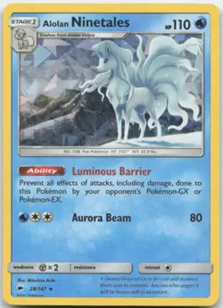 Alolan Ninetales 028/147 Cracked Ice Holo Pokemon Card LP - Image 1