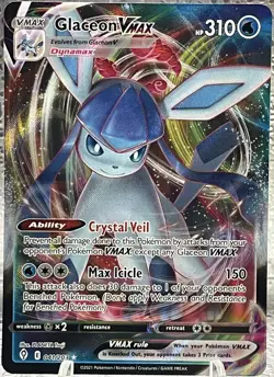 Pokemon TCG Glaceon VMAX 041/203 SWSH07: Evolving Skies Holo NM - Image 1