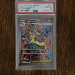 Pokemon Mega Lucario ex PSA 10 Me01: Mega Evolution 160/132 Holo Ultra Rare - Image 1