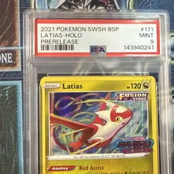 2021 POKEMON SWSH BLACK STAR PROMO PRERELEASE #171 LATIAS-HOLO PSA 9 - Image 3