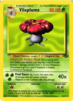 Pokemon TCG Vileplume Jungle 31/64 Regular Unlimited Rare LP - Image 1