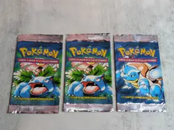 3 - 1999 Pokemon FRENCH 1st Edition Blastoise, Venusaur Booster EMPTY WRAPPERS - Image 1