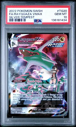 RAYQUAZA VMAX TG20/TG30 PSA 10 SILVER TEMPEST HOLO RARE POKEMON CARD ENGLISH - Image 1