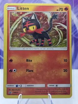Litten SM23 Sun & Moon Black Star Promo Cosmos Holo Pokemon Card - Image 1