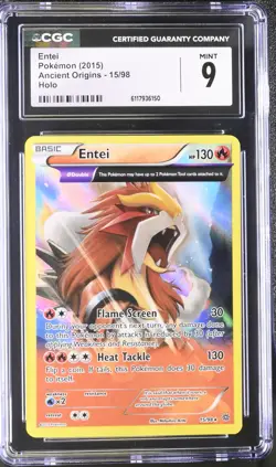 CGC 9 MINT Entei 2015 Ancient Origins 15/98 Holo Pokemon Card - Image 1