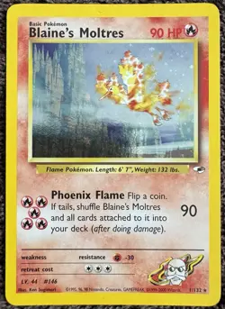 Pokemon Blaine's Moltres Gym Heroes Holo Rare 2000 90HP 90 Attack 001/132 - Image 1