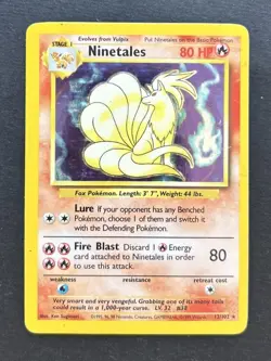 Pokemon TCG Ninetales Base Set Holo Rare Card 12/102 Unlimited MP - Image 1