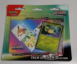 Pokemon Prismatic Evolutions Tech Sticker Collection 3 Booster Packs Leafeon - Image 1