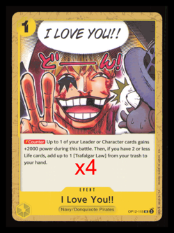 I Love You!! OP12-115 (Playset) - Legacy of the Master- x4 Set One Piece TCG NM - Image 1