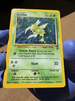 Pokemon Scyther TCG Jungle Holo Card 17/130 LP Swirl - Image 2