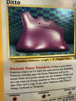 Pokemon TCG Ditto Holo Rare 3/62 Fossil Set WOTC 1999 Vintage Basic Card - Image 3
