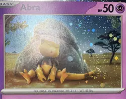 POKEMON ABRA 063/165 COSMOS HOLO WITH HD SWIRL SCARLET & VIOLET 151 NM CARD - Image 1