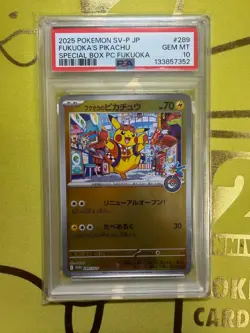 2025 Pokemon SV-P JP Fukuoka Pikachu #289 PSA 10 Promo Special Box PC Fukuoka - Image 1