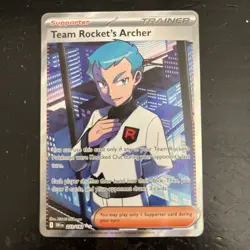 Pokemon TCG Team Rockets Archer Ultra Rare Full Art 223/182 - Image 1