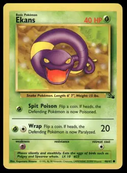 Pokemon Fossil #46/62 Ekans Common NM/LP - Image 1