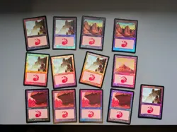 Mountain x13. Shiny Onslaught. MTG Card. Old border FOIL. Basic Land lot - Image 1