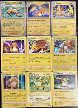 Pokemon TCG Raichu Collection From 9 Different Set English Cards NM Holo Rare - Image 1