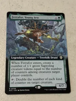 mtg borderless Ferrafor Young Yew, Lorwyn Eclipsed Commander, unplayed - Image 1