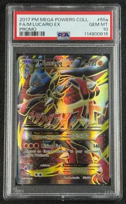 FULL ART FA MEGA LUCARIO EX PSA 10 2017 POKEMON MEGA POWERS #55A/111 PROMO 0816 - Image 1