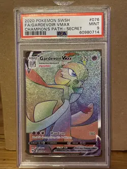 2020 Pokemon Sword & Shield Champion's Path 076 Full Art Gardevoir Vmax PSA 9 - Image 1