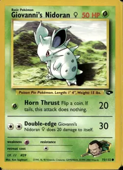 Giovanni's Nidoran Female 75/132 Common WOTC Gym Challenge Pokemon - Image 1