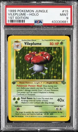 1999 POKEMON JUNGLE 1ST ED #15 VILEPLUME-HOLO PSA 9 - Image 1