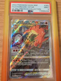 Pokemon TCG Charizard VSTAR SWSH262 Holo Black Star Promo Card PSA9 With Guard - Image 1
