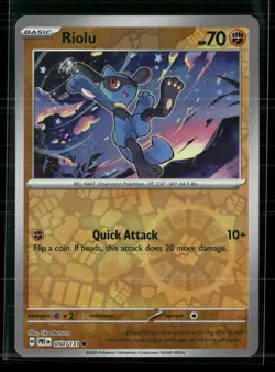 Riolu 050/131/131 Common SV: Prismatic Evolutions Pokemon Reverse Holo Near Mint - Image 1