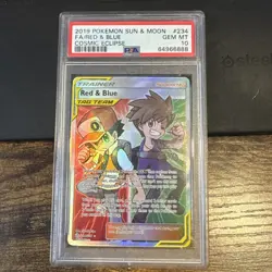 2019 POKEMON SUN & MOON COSMIC ECLIPSE #234 FULL ART/RED & BLUE PSA 10 - Image 1