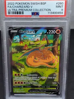 2022 POKEMON SWSH ULTRA-PREMIUM COLLECTION PROMO #260 FULL ART/CHARIZARD V PSA 9 - Image 1