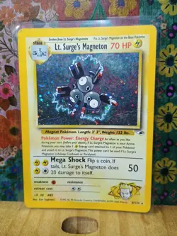 Lt. Surge's Magneton 8/132 - Holo Rare - Vintage Pokemon TCG: Gym Heroes - HP - Image 1