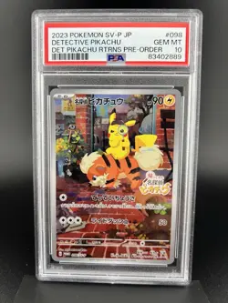 2023 POKEMON JAPANESE SV-P PROMO #098 DETECTIVE PIKACHU PSA 10 - Image 1