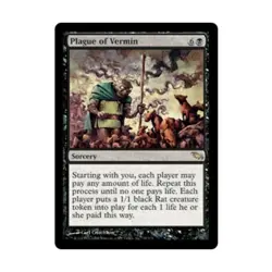 WOTC MtG Shadowmoor Plague of Vermin (R) (Foil) EX - Image 1
