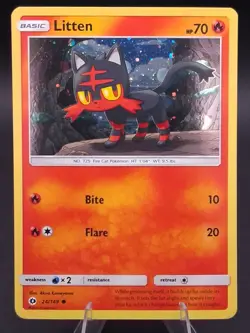 Pokemon TCG Litten 24/149 Sun & Moon Cosmos Galaxy Holo Promo Card LP - Image 1