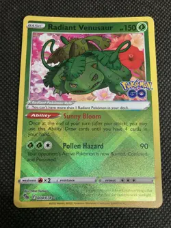 Radiant Venusaur 004/078 Shiny Holo Rare Pokemon GO Card NM-M - Image 1