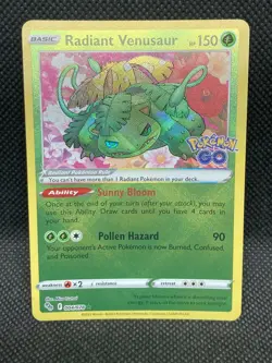 Radiant Venusaur 004/078 Shiny Holo Rare Pokemon GO Card NM-M - Image 3