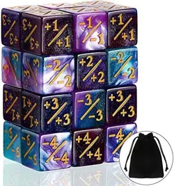 24 Pieces MTG Dice Counters Token Dice Glitter D6 Dice Cube Loyalty Counter Di.. - Image 1