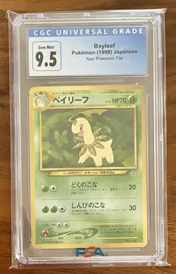 2000 Pokemon Japanese Neo Premium File 153 Bayleef CGC 9.5 (not PSA) - Image 1